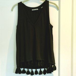 Tasseled cotton-blend top